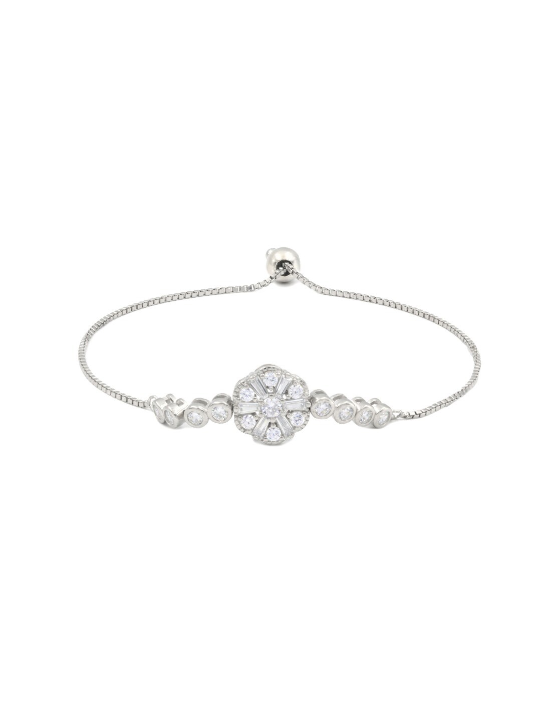 

Zarkan Sterling Silver Cubic Zirconia Rhodium-Plated Charm Bracelet