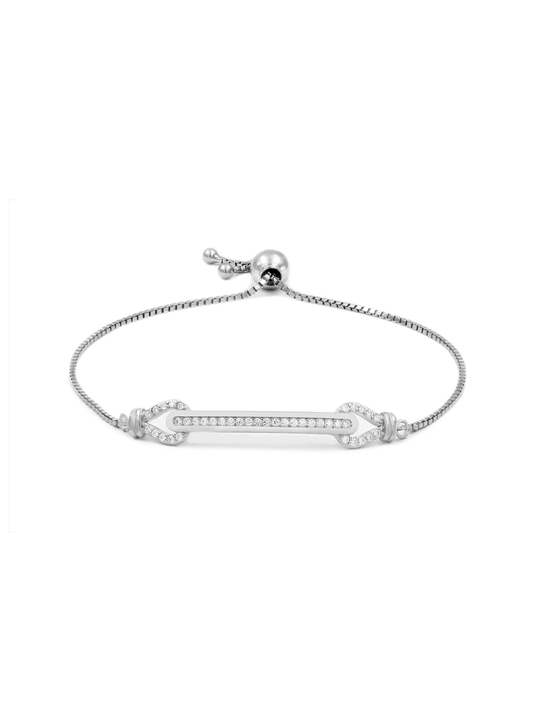 

Zarkan Sterling Silver Cubic Zirconia Rhodium-Plated Charm Bracelet