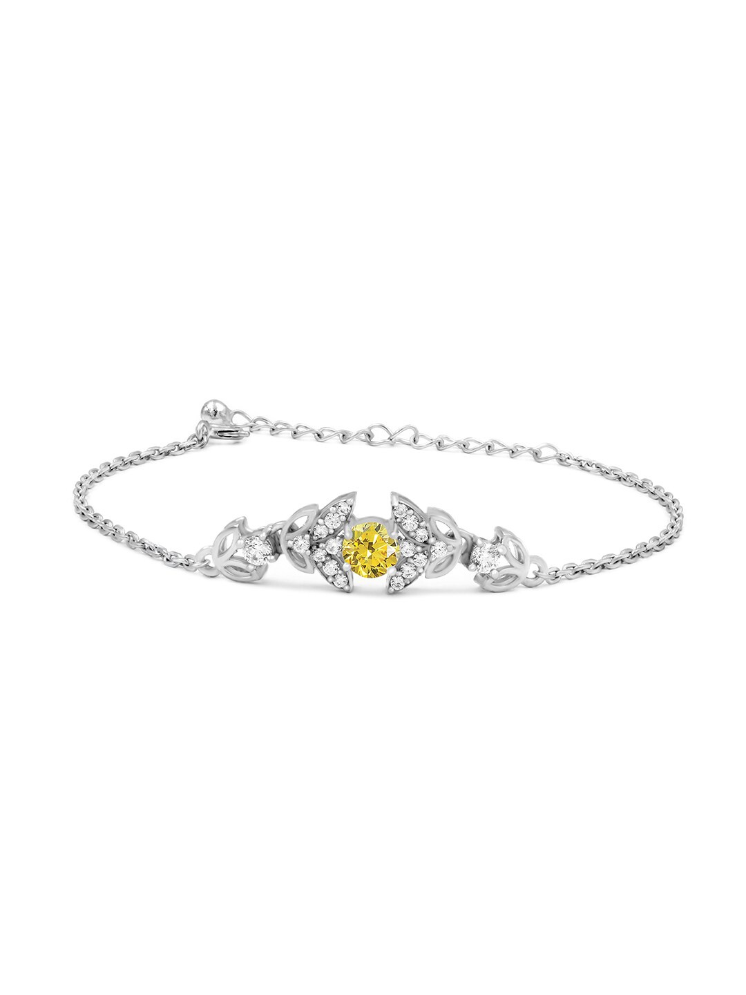 

Zarkan Rhodium-Plated 925 Sterling Silver CZ-Stone Studded Charm Bracelet
