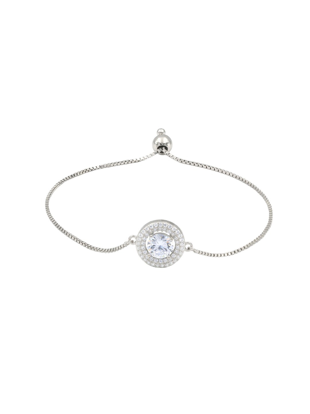 

Zarkan Sterling Silver Cubic Zirconia Rhodium-Plated Charm Bracelet