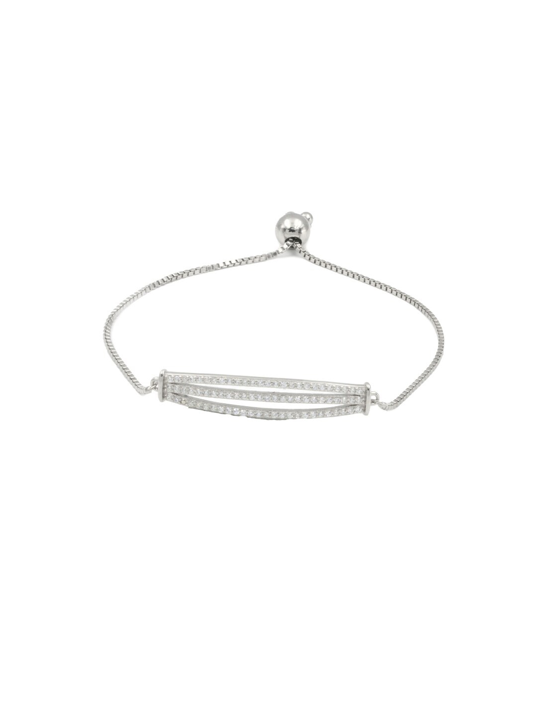 

Zarkan Rhodium-Plated 925 Sterling Silver CZ-Stone Studded Link Bracelet