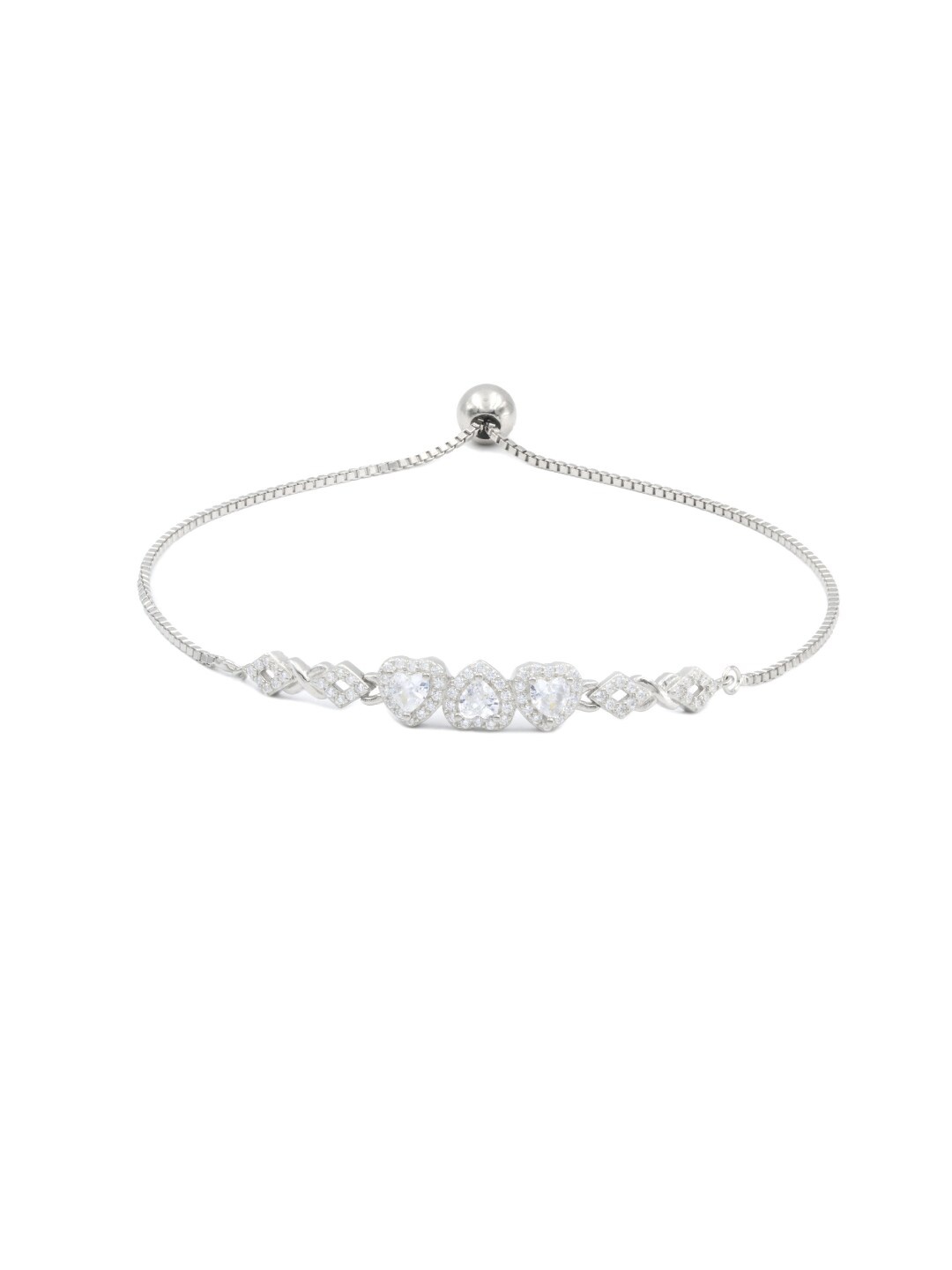 

Zarkan Sterling Silver Cubic Zirconia Rhodium-Plated Charm Bracelet