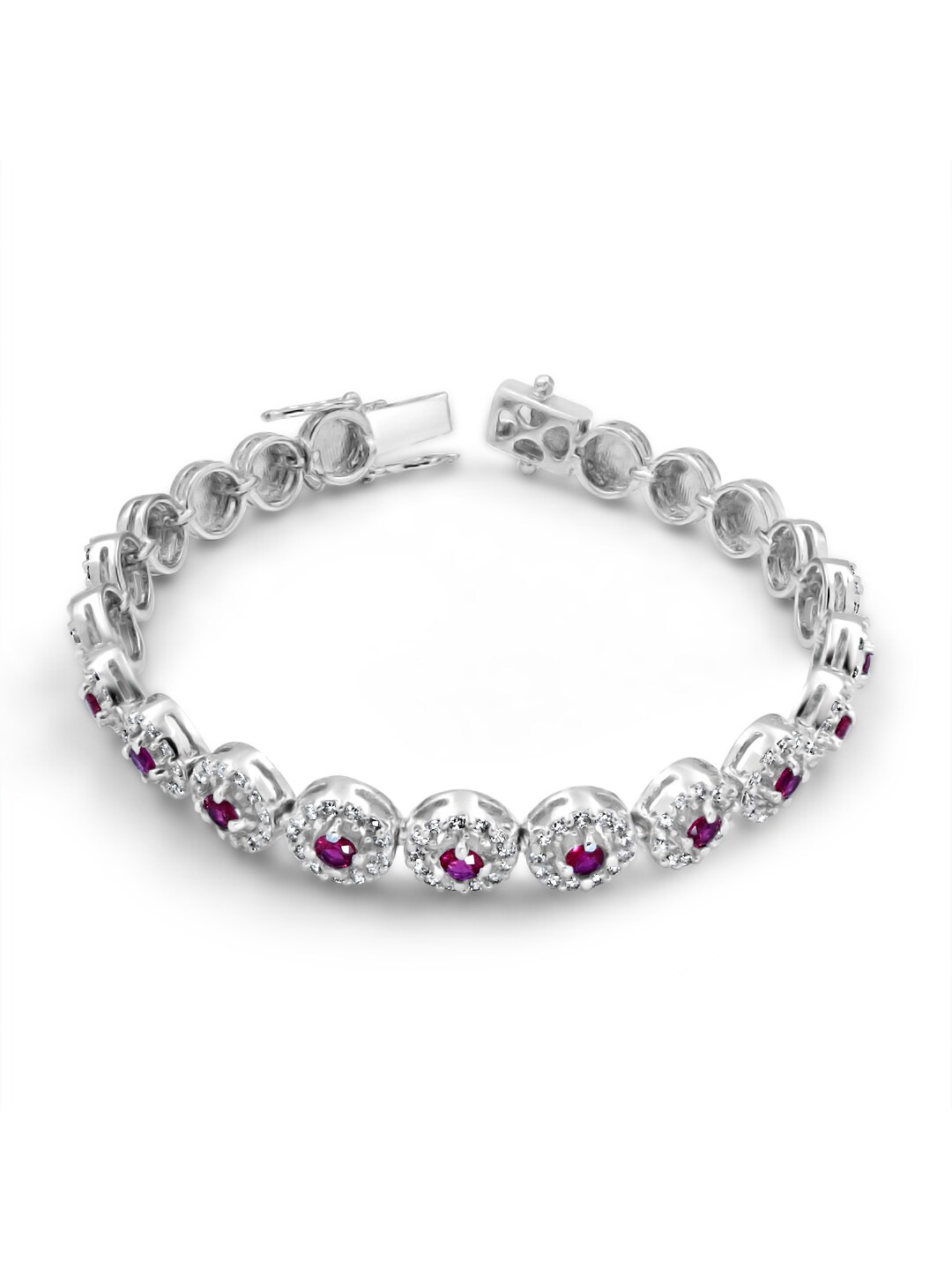 

Zarkan 925 Sterling Silver Cubic Zirconia Rhodium-Plated Link Bracelet