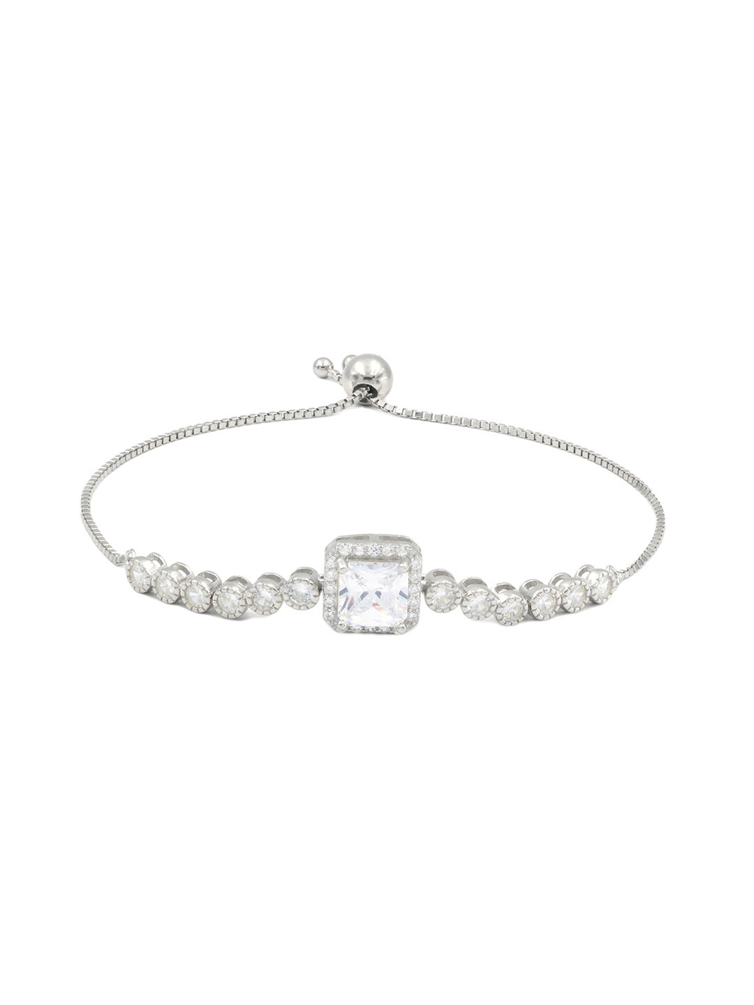 

Zarkan Sterling Silver Cubic Zirconia Rhodium-Plated Charm Bracelet