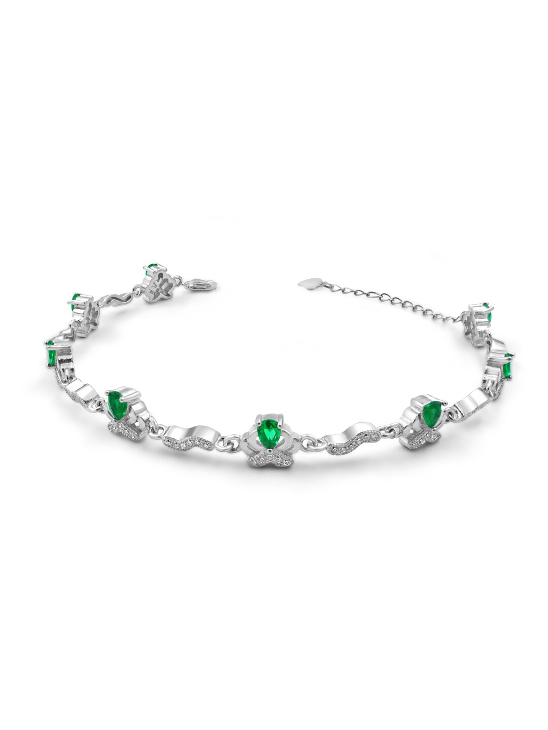 

Zarkan 925 Sterling Silver Cubic Zirconia Rhodium-Plated Link Bracelet