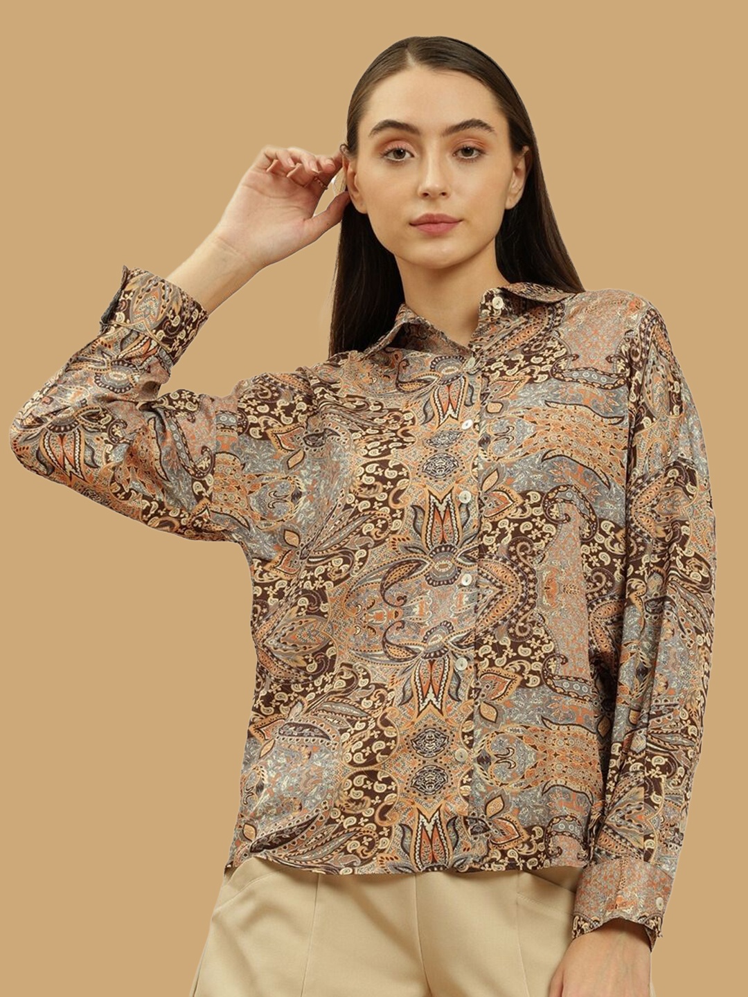 

Beatnik Ethnic Motifs Printed Shirt, Yellow