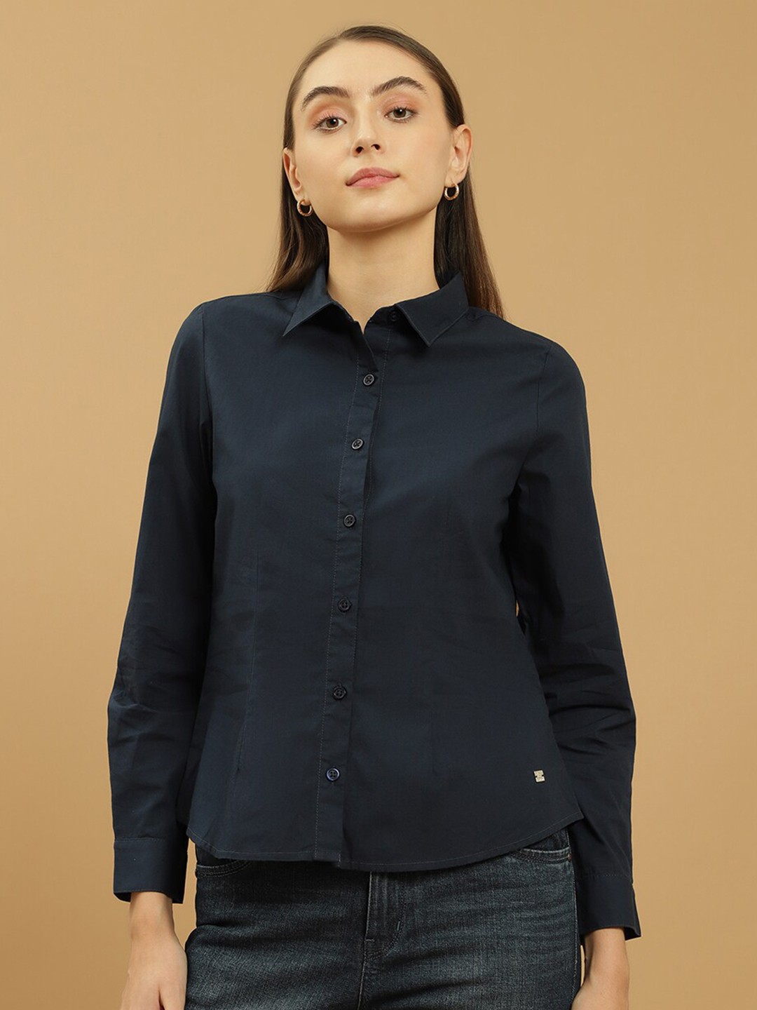 

Beatnik Slim Fit Casual Formal Shirt, Navy blue