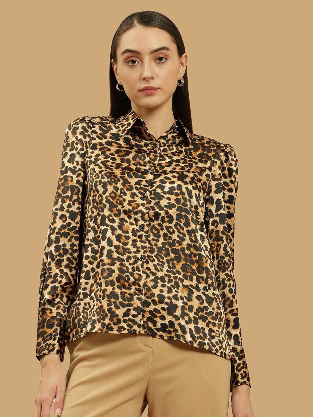 

Beatnik Animal Printed Casual Shirt, Black