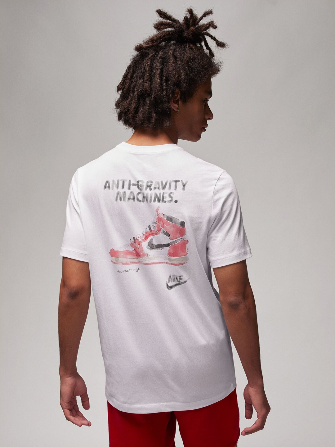 

Nike Jordan Brand Graphic Printed Round Neck Cotton Sports Tshirts, White