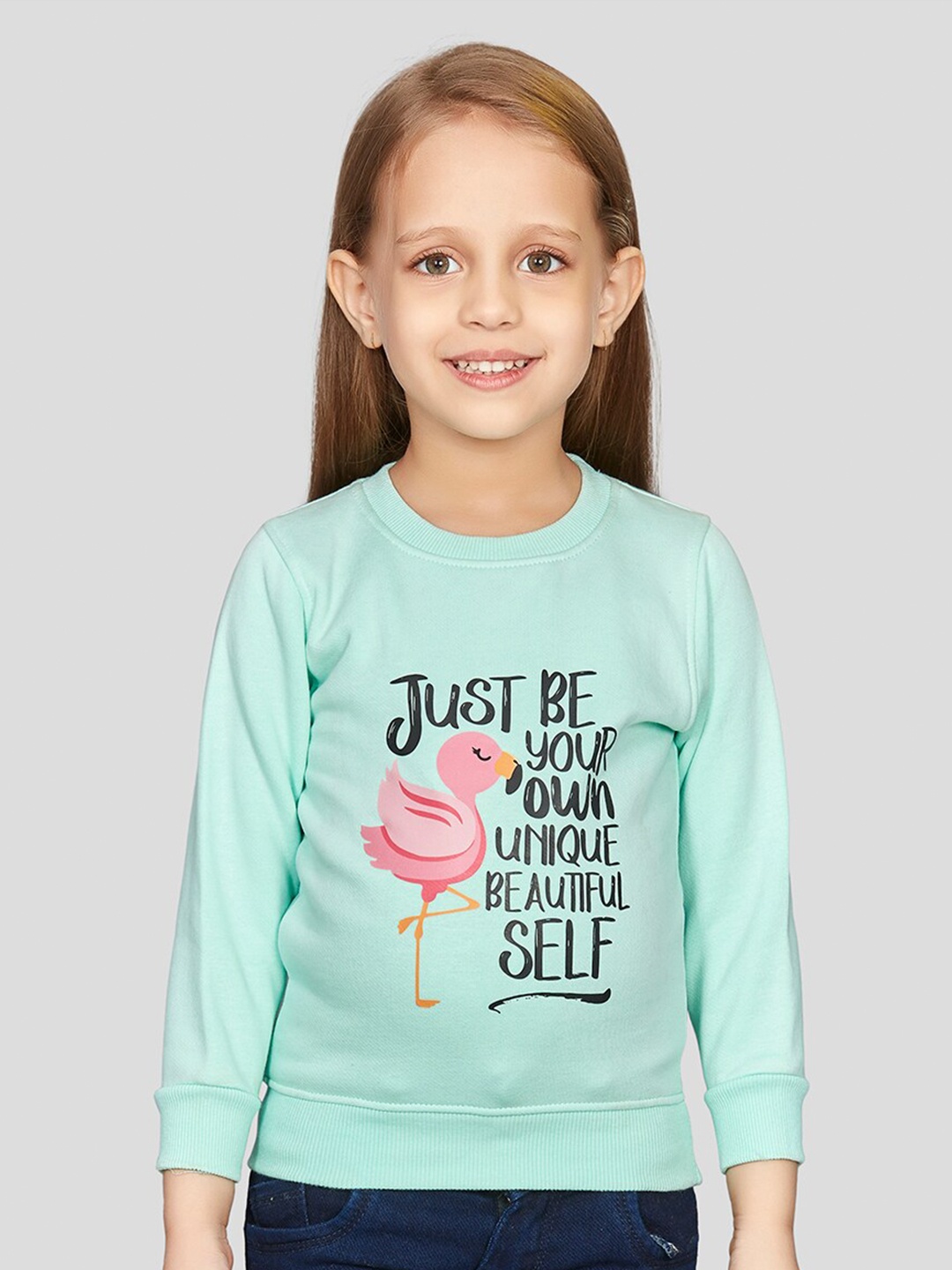 

Peppermint Girls Typography Printed Round Neck Sweatshirt, Green