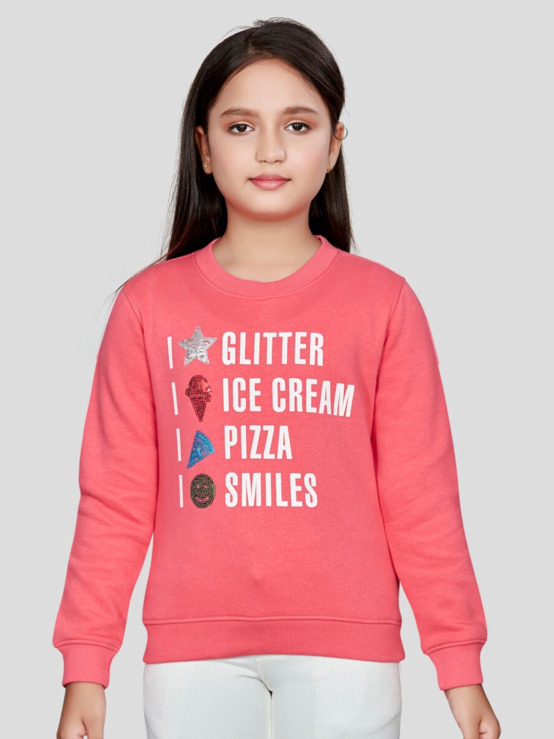 

Peppermint Girls Typography Printed Pullover Sweatshirt, Pink