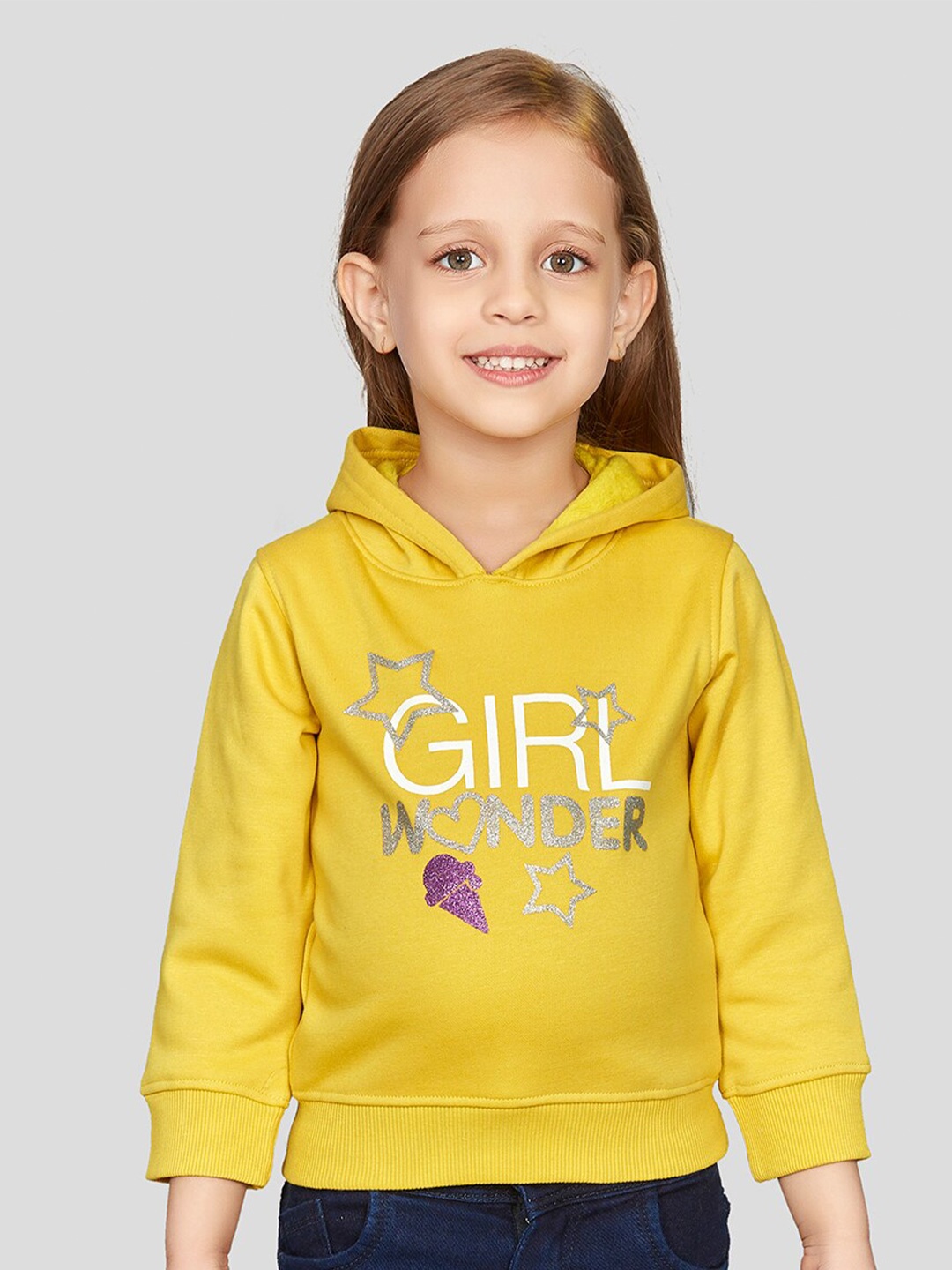 

Peppermint Girls Typography Printed Sweatshirt, Yellow