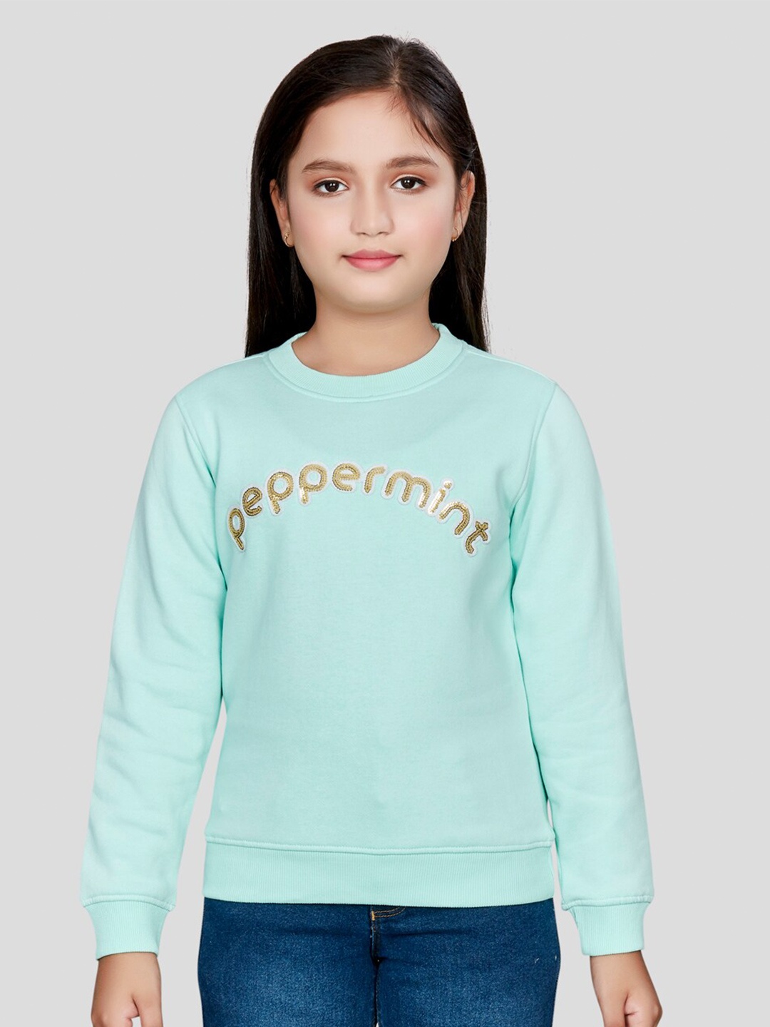 

Peppermint Girls Typography Embellished Sweatshirt, Green