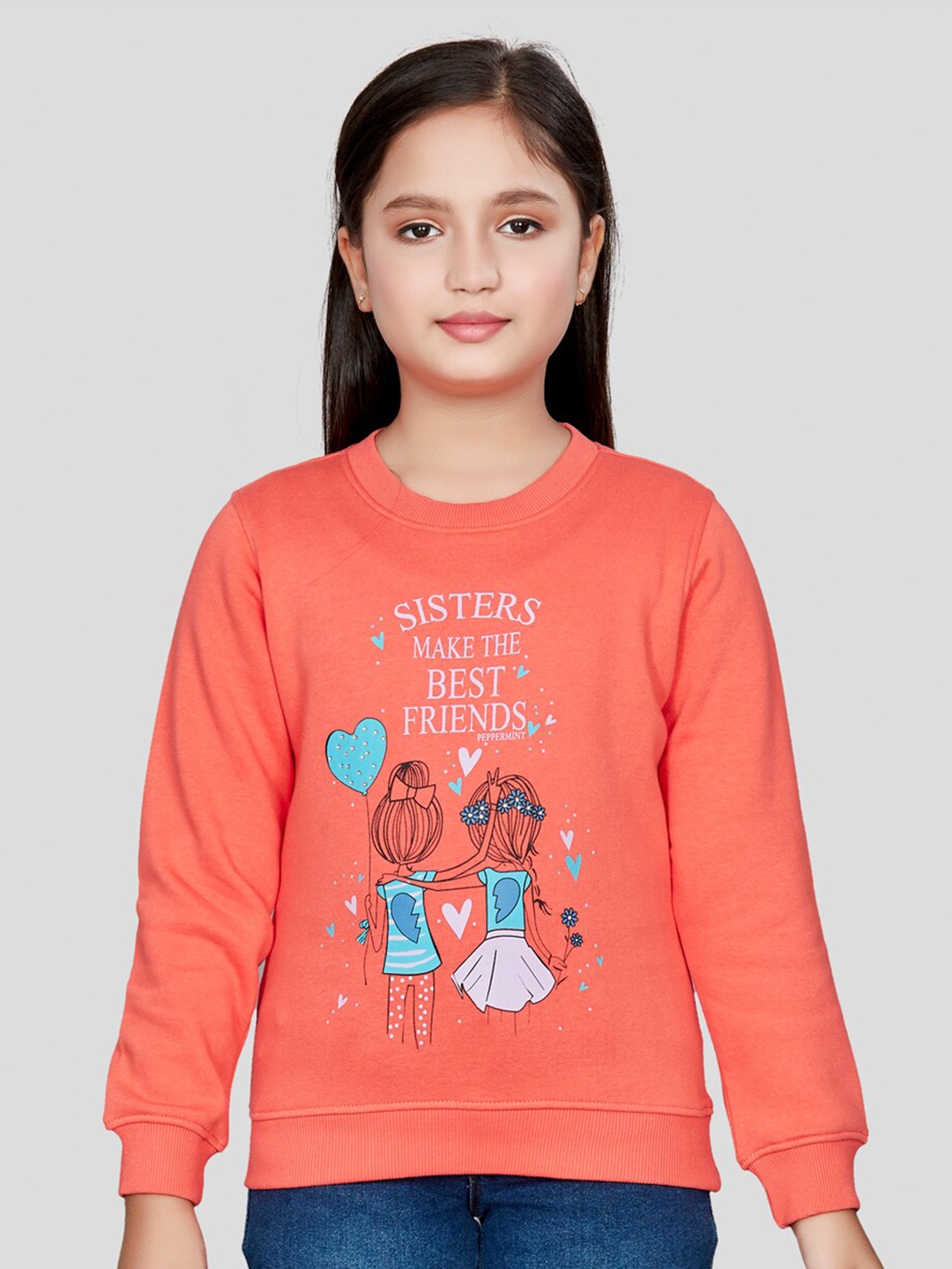 

Peppermint Girls Typography Printed Pullover Sweatshirt, Red