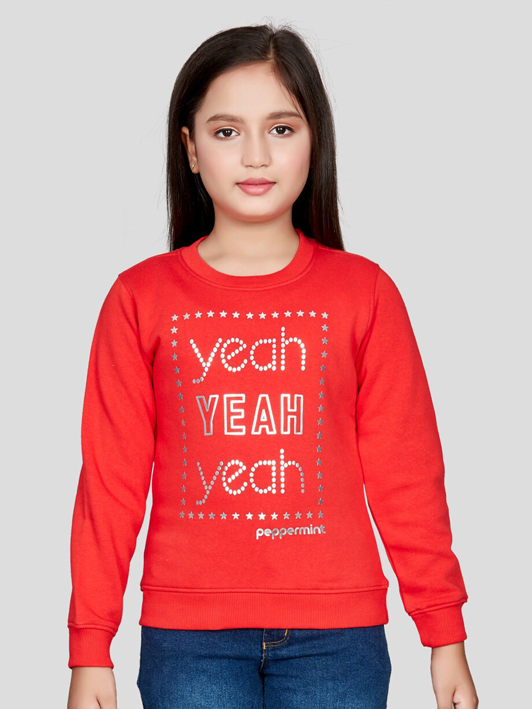 

Peppermint Girls Typography Printed Pullover Sweatshirt, Red