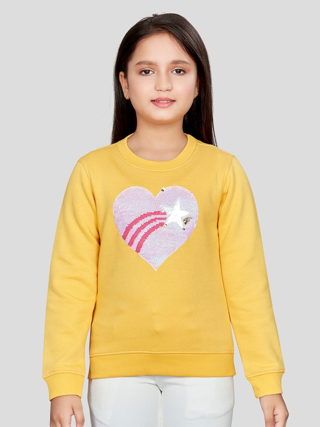 

Peppermint Girls Graphic Printed Sweatshirt, Yellow