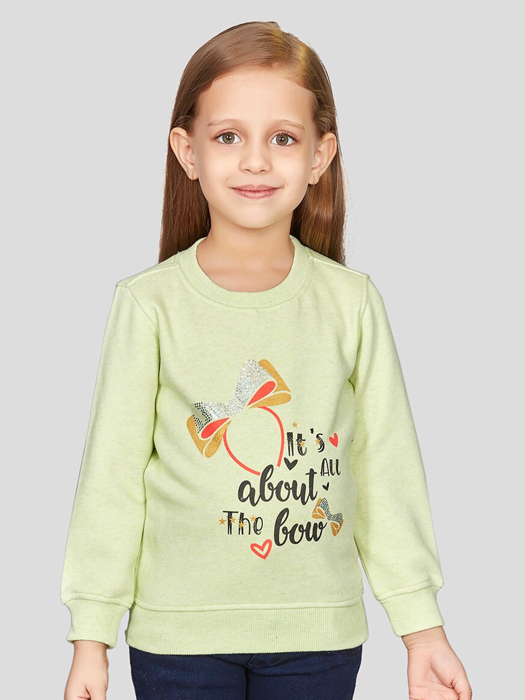 

Peppermint Girls Typography Printed Pullover Sweatshirt, Green