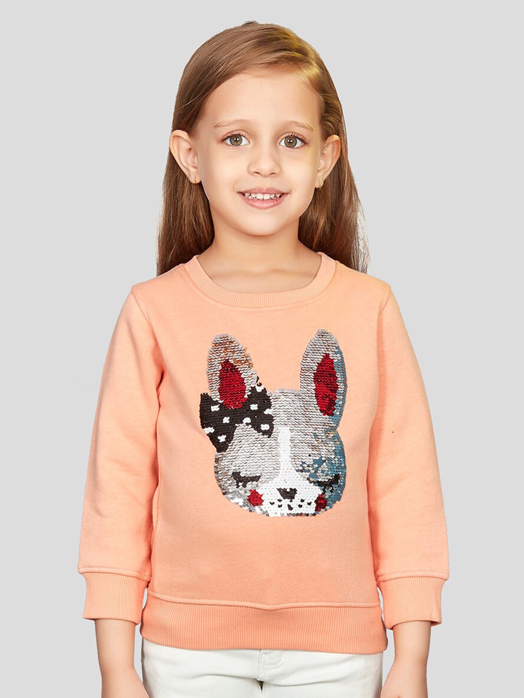 

Peppermint Girls Sequinned Long Sleeves Sweatshirt, Orange