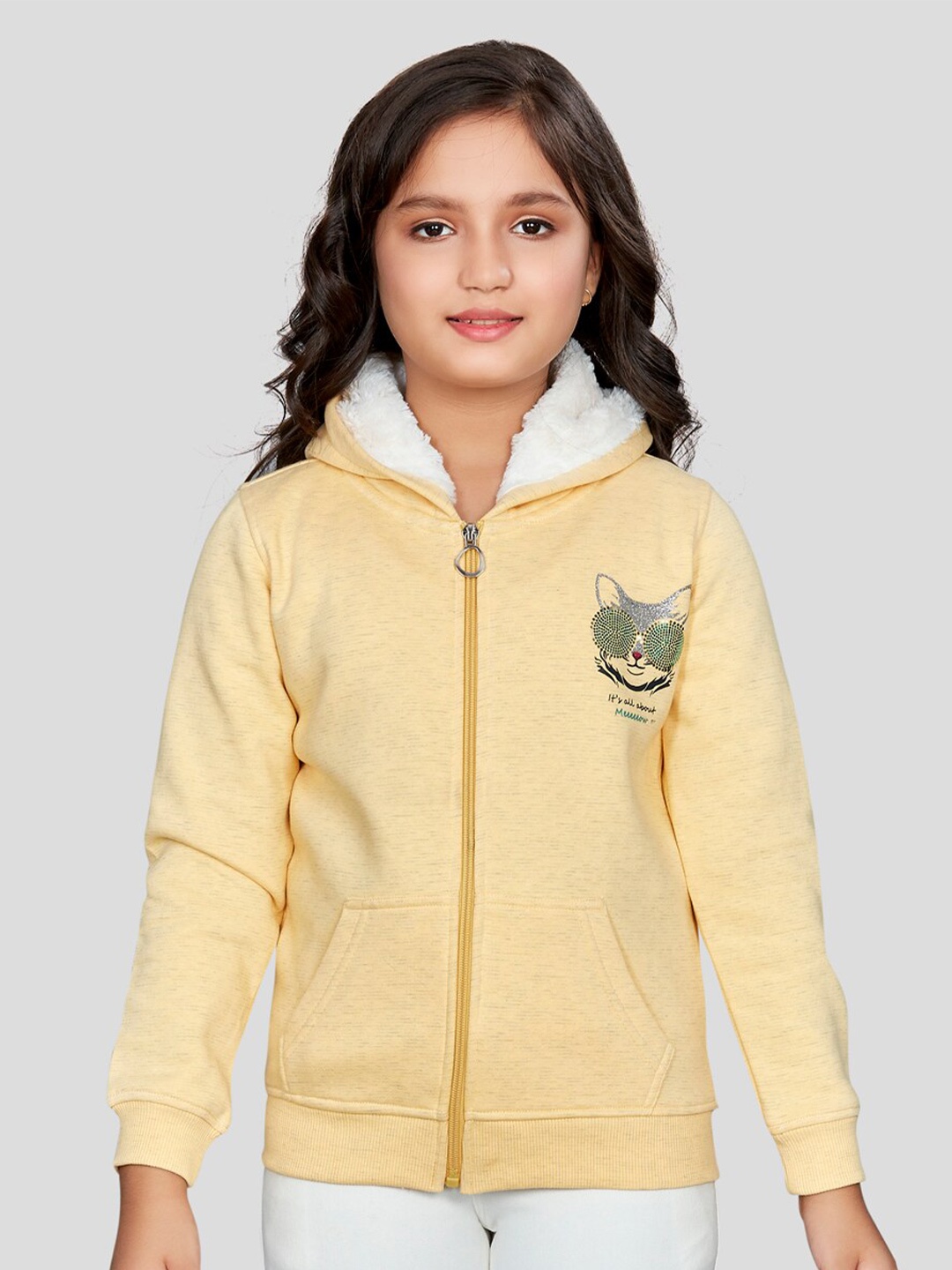 

Peppermint Girls Hooded Applique Sweatshirt, Yellow