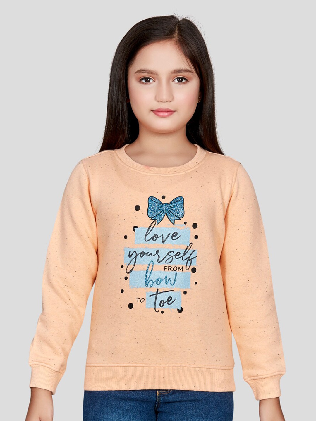 

Peppermint Girls Typography Printed Pullover, Orange