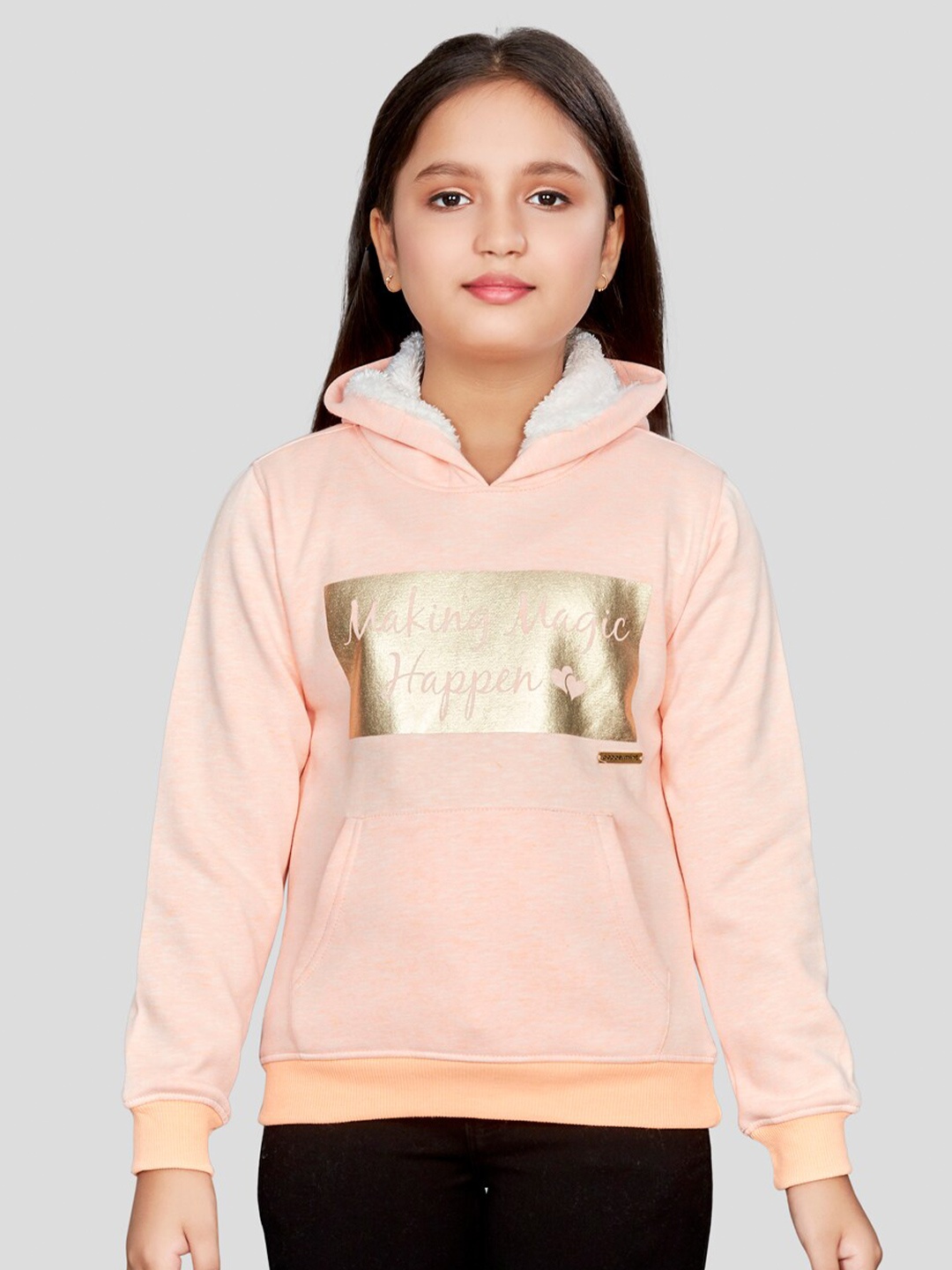 

Peppermint Girls Printed Hooded Sweatshirt, Orange