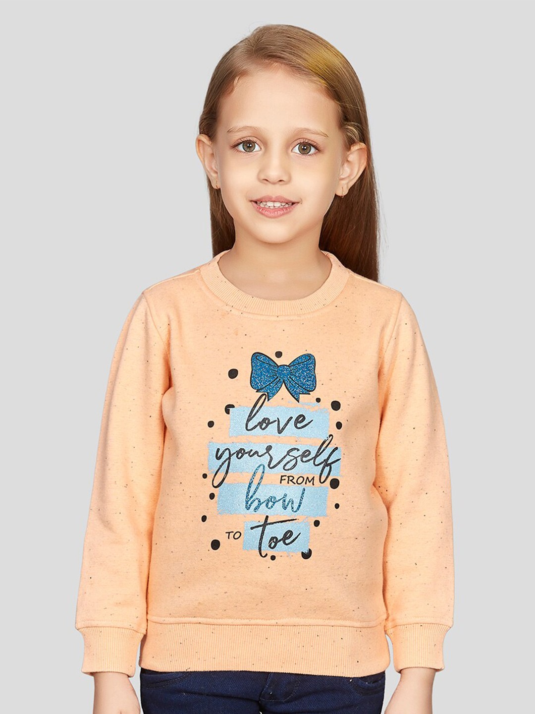 

Peppermint Girls Graphic Printed Cotton Pullover, Orange