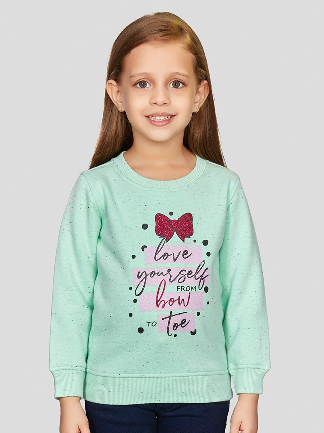 

Peppermint Girls Typography Printed Sweatshirt, Sea green