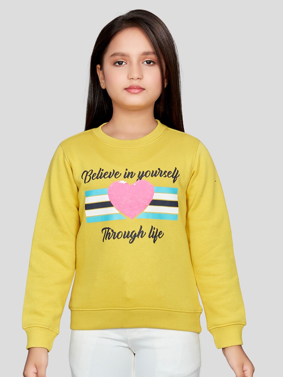 

Peppermint Girls Graphic Printed Sweatshirt, Yellow