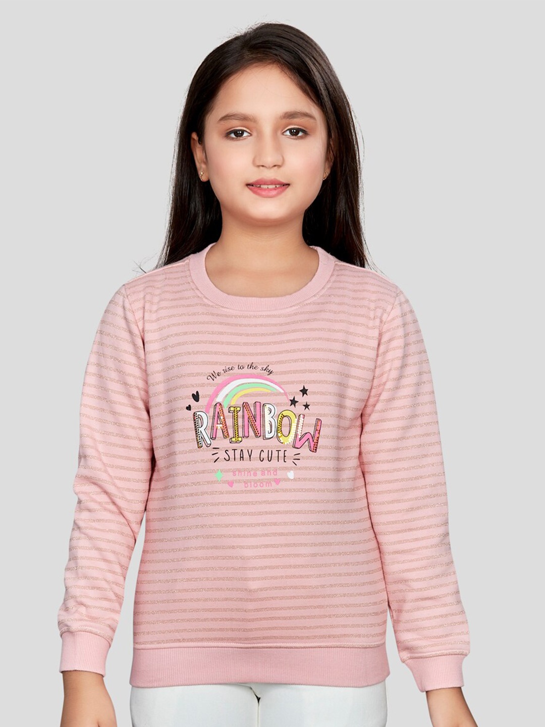 

Peppermint Girls Striped Sweatshirt, Pink