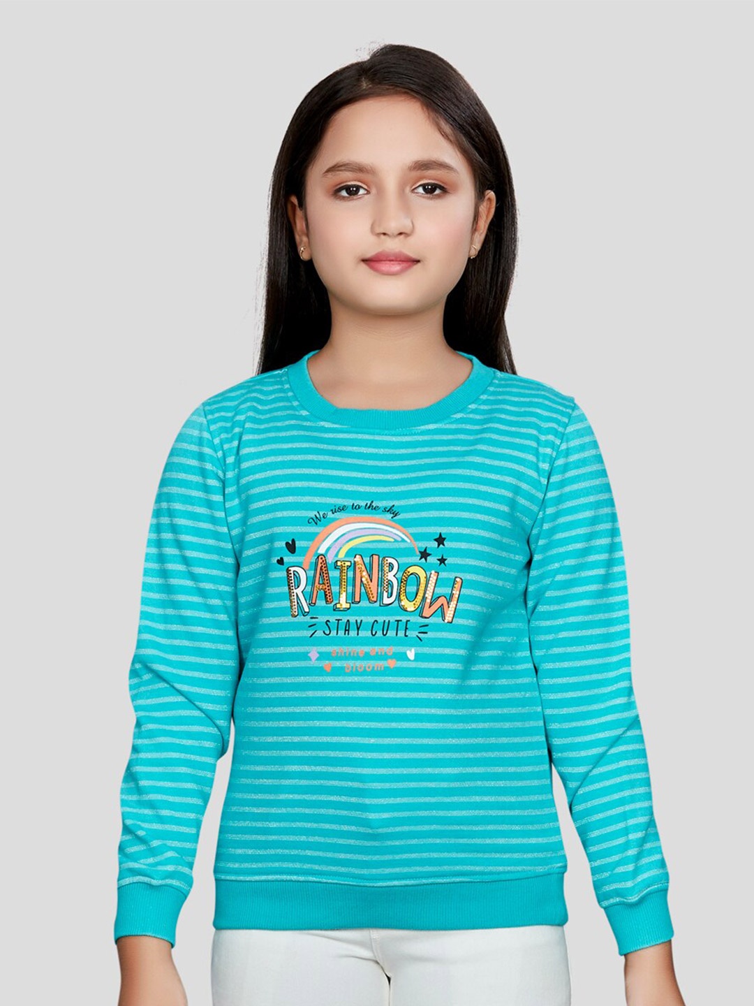 

Peppermint Girls Typography Printed Pullover Sweatshirt, Green