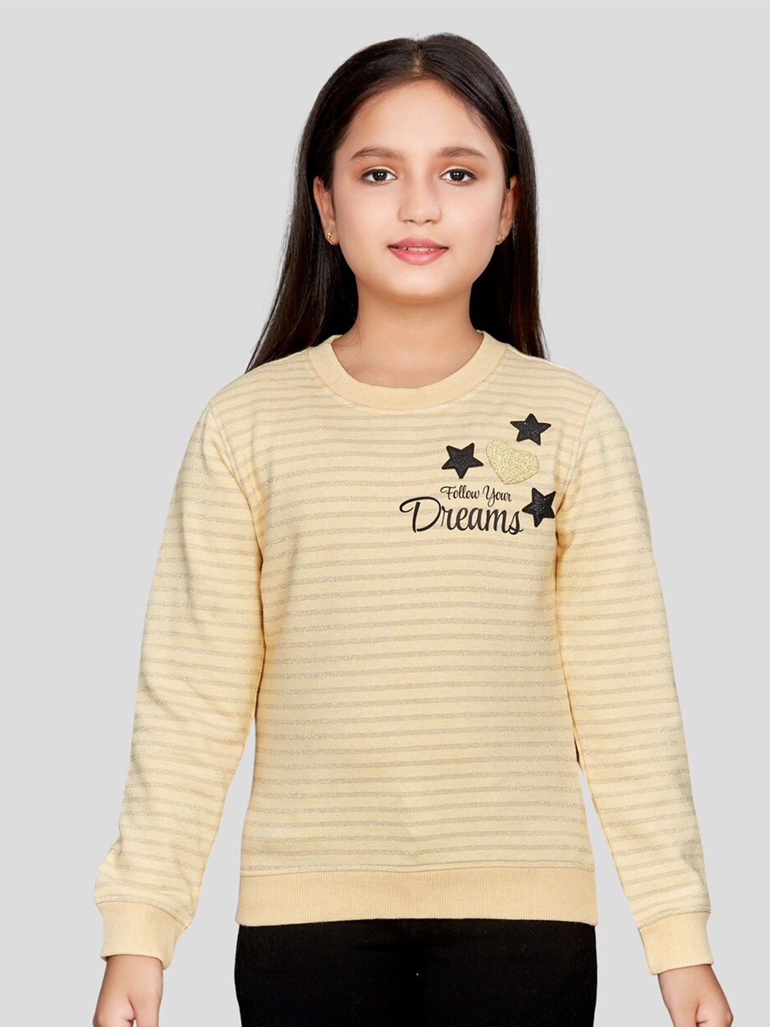 

Peppermint Girls Typography Printed Sweatshirt, Yellow