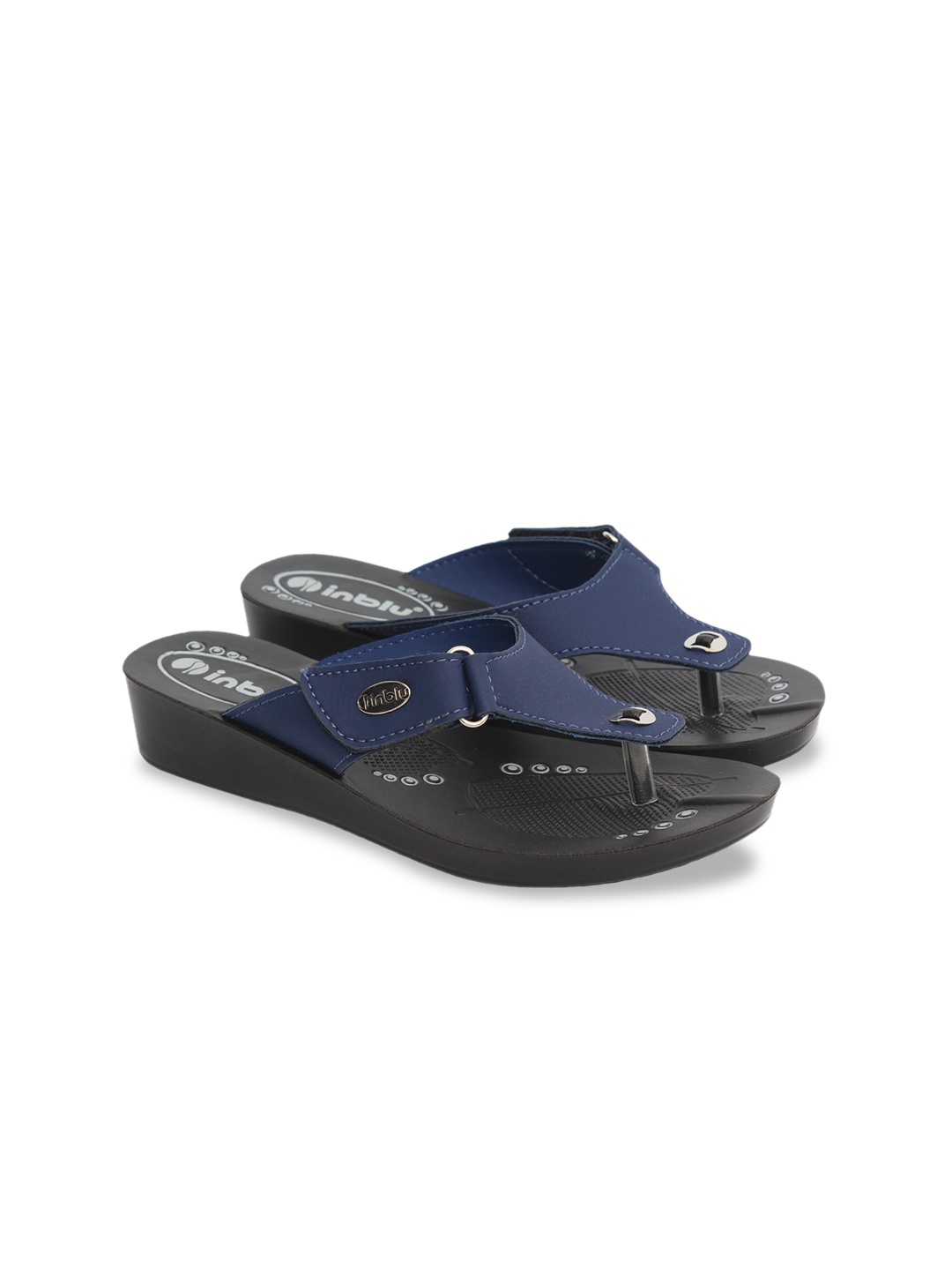 

Inblu Lightweight & Anti-Skid Velcro Open Toe Flats, Blue