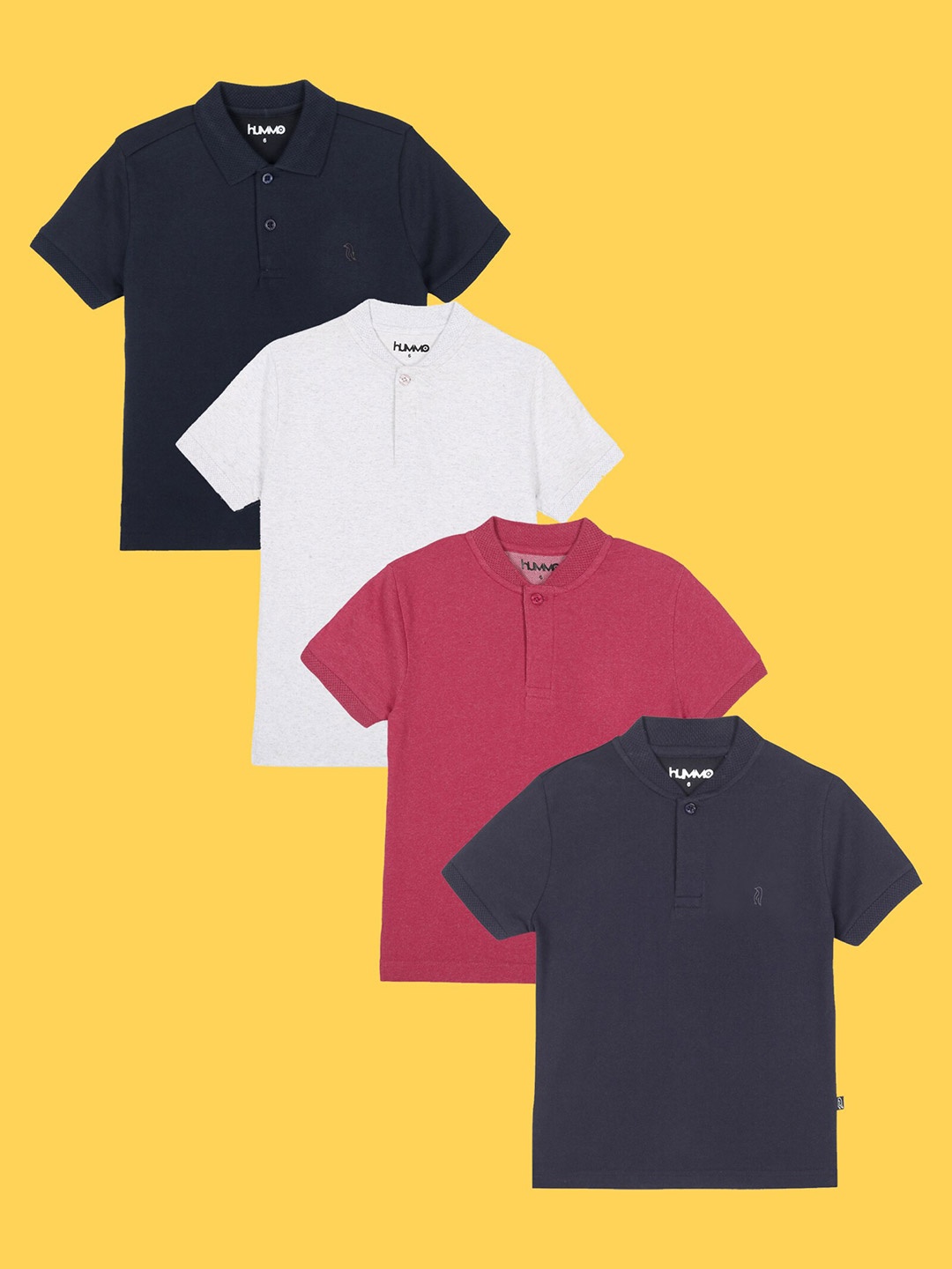 

Anthrilo Boys Pack of 4 Henley Neck T-shirt, Navy blue