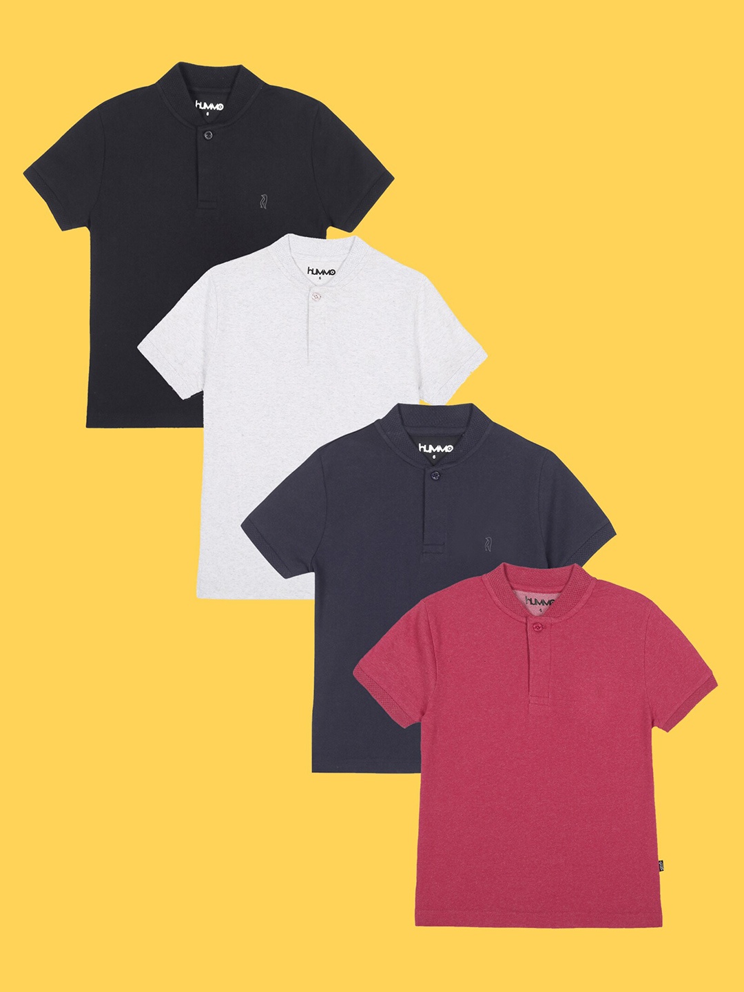 

Anthrilo Boys Pack Of 4 Polo Collar Cotton T-shirt, Red