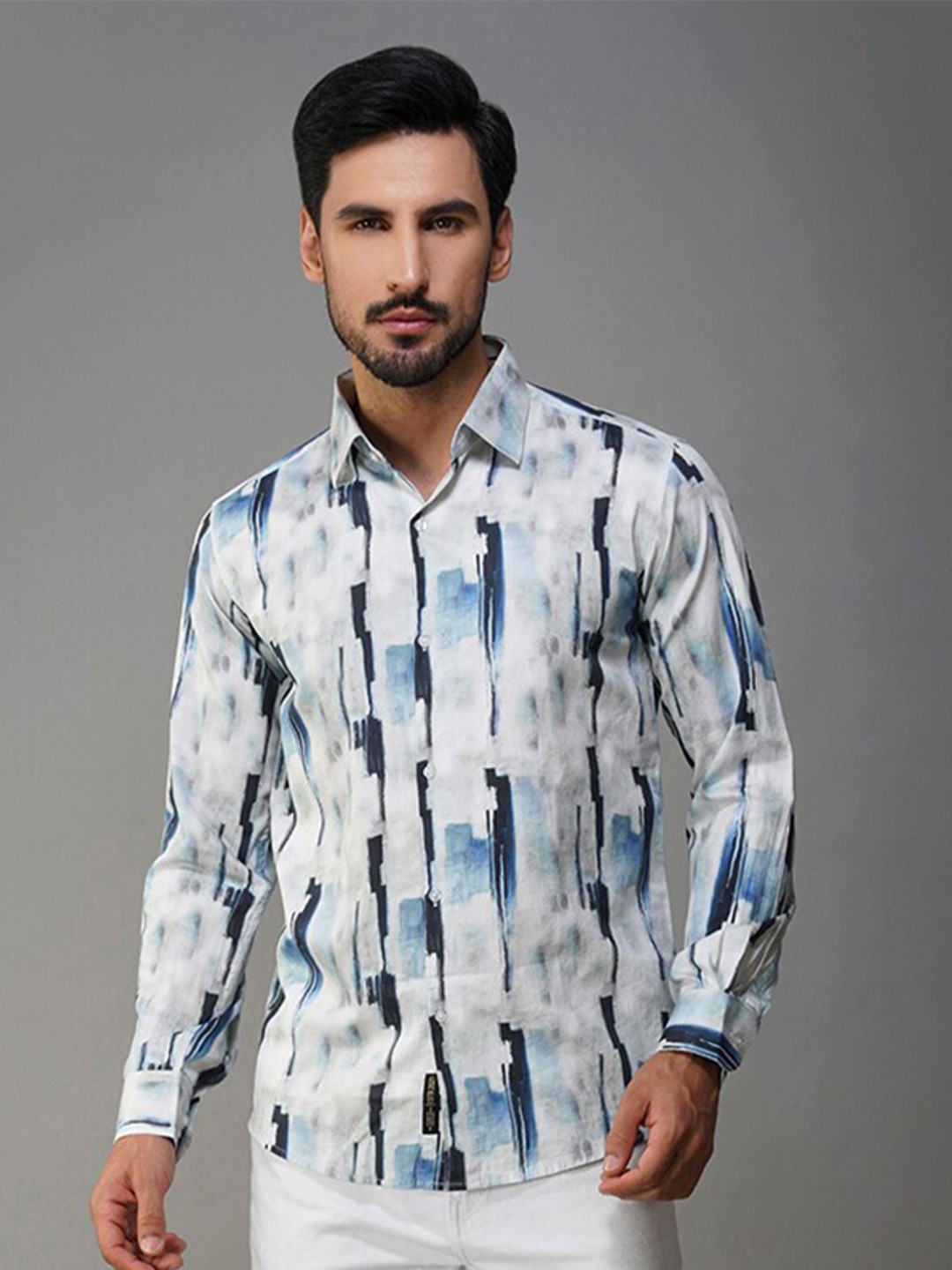 

Urban Scissors Slim Fit Opaque Printed Casual Shirt, White