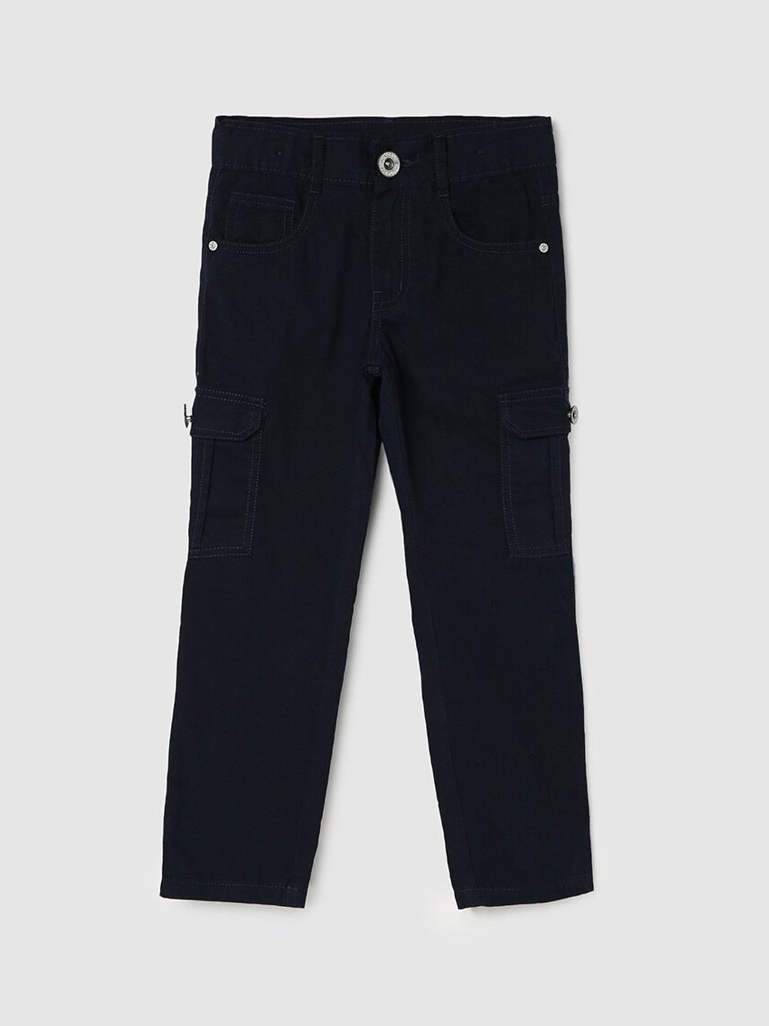 

max Boys Pure Cotton Cargos Trousers, Navy blue