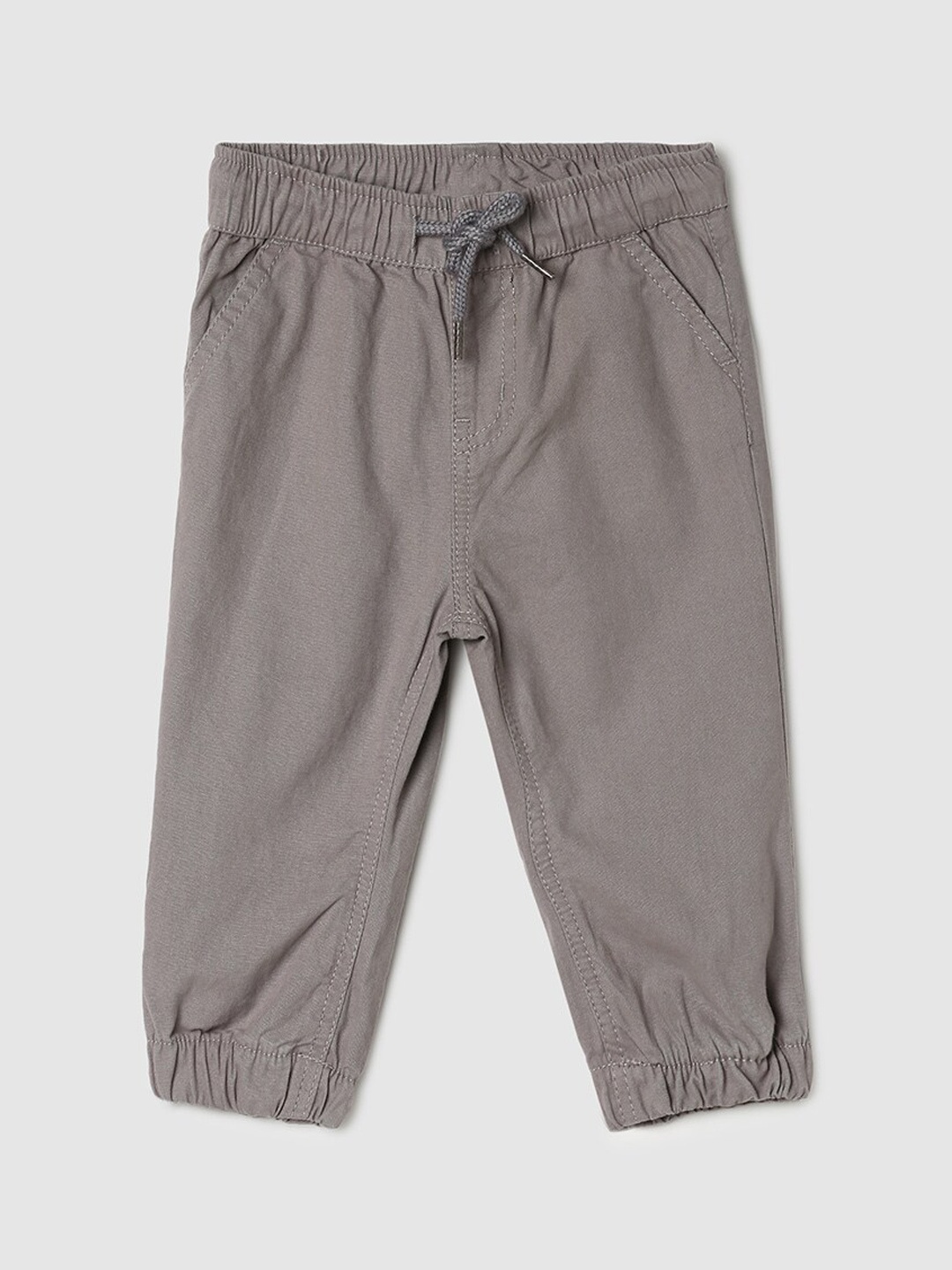 

max Boys Mid Rise Pure Cotton Joggers, Grey