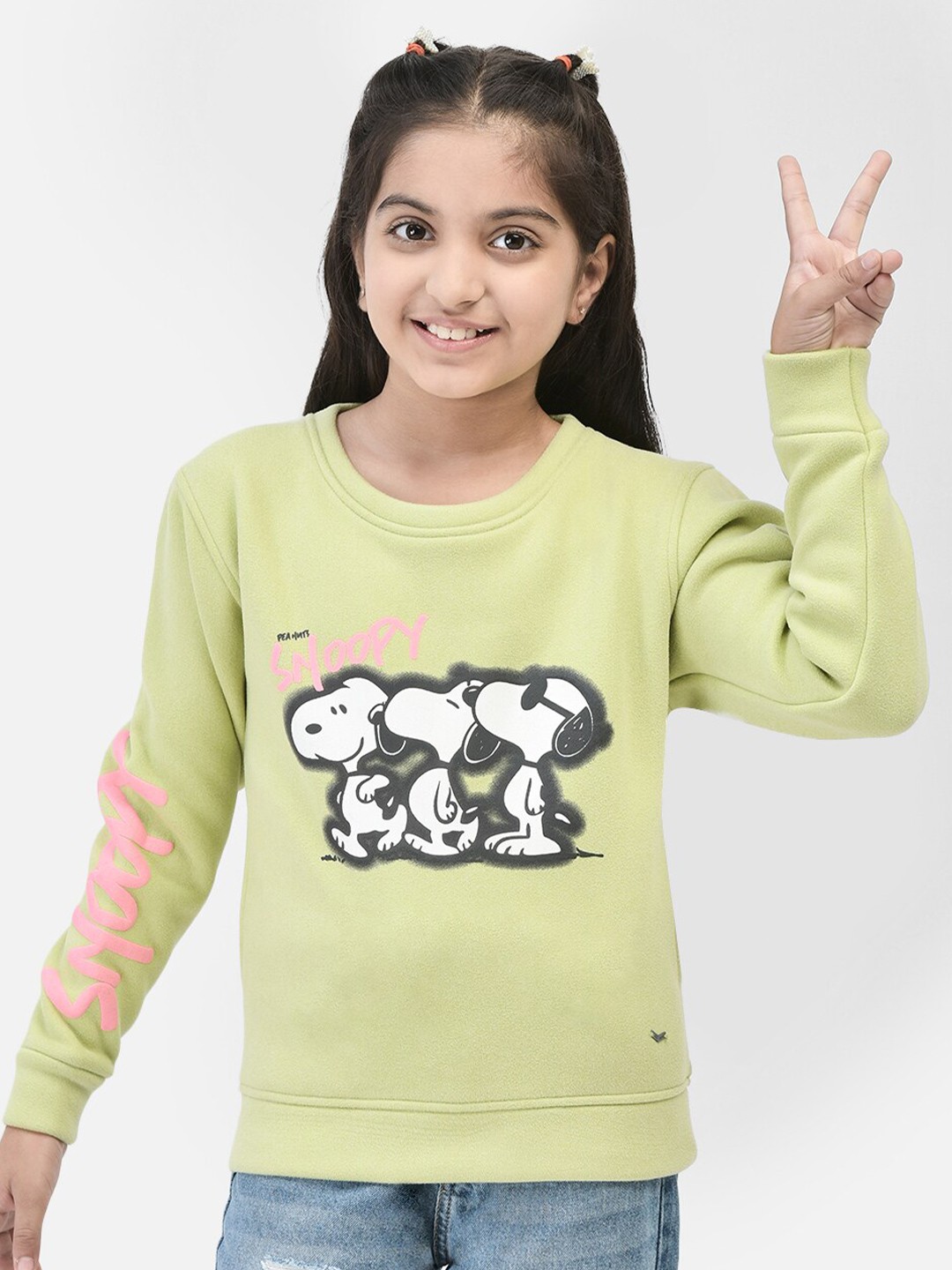 

Crimsoune Club Girls Graphic Printed Pullover Sweatshirt, Olive