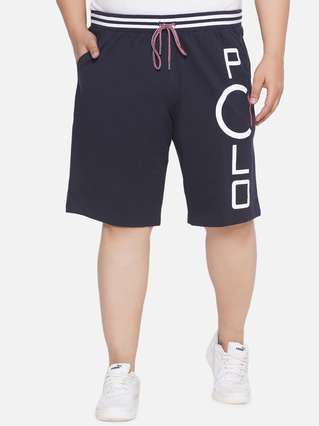 

Santonio Men Plus Size Typography Printed Pure Cotton Shorts, Navy blue