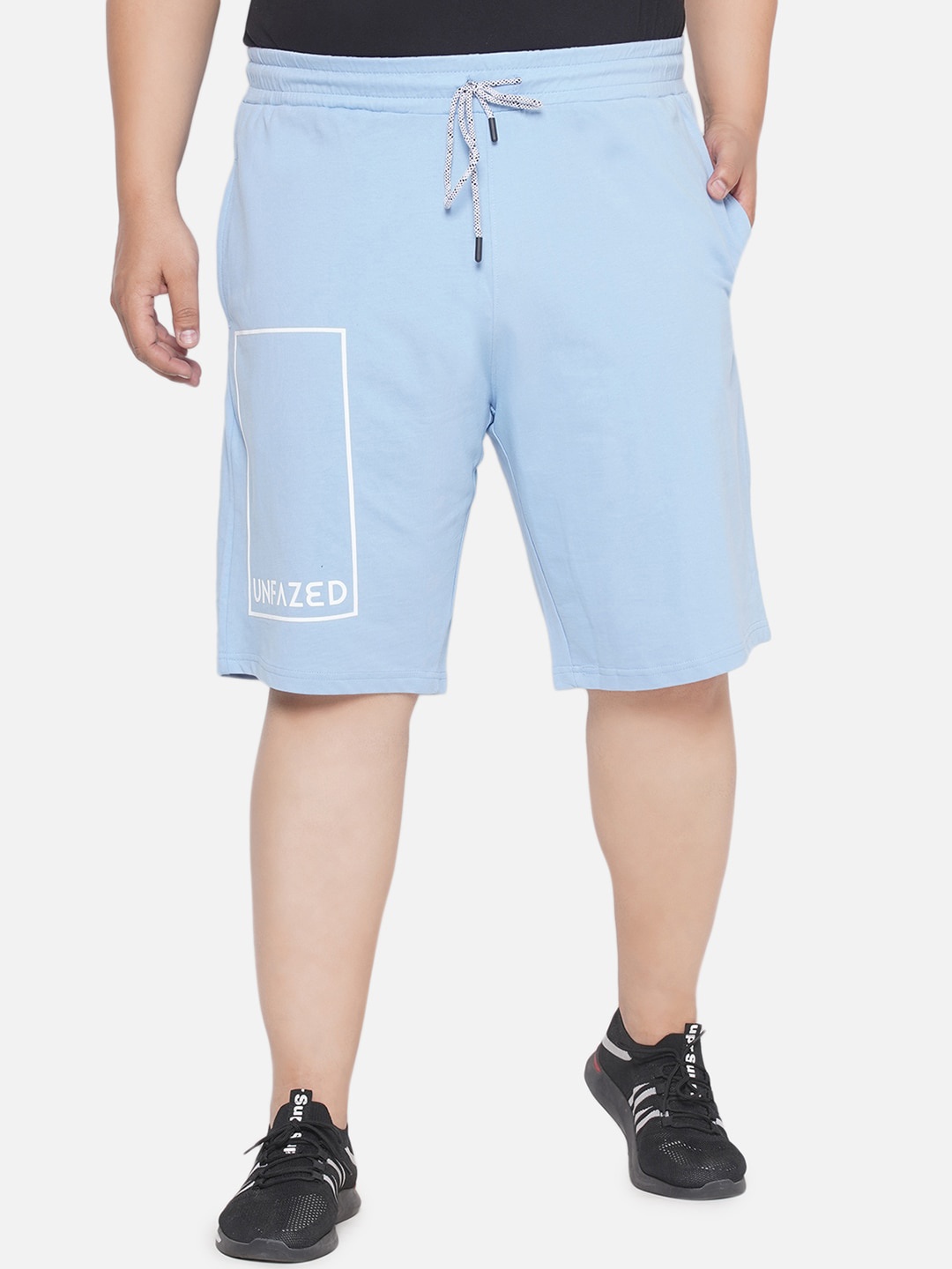 

Santonio Men Plus Size Typography Printed Pure Cotton Shorts, Blue