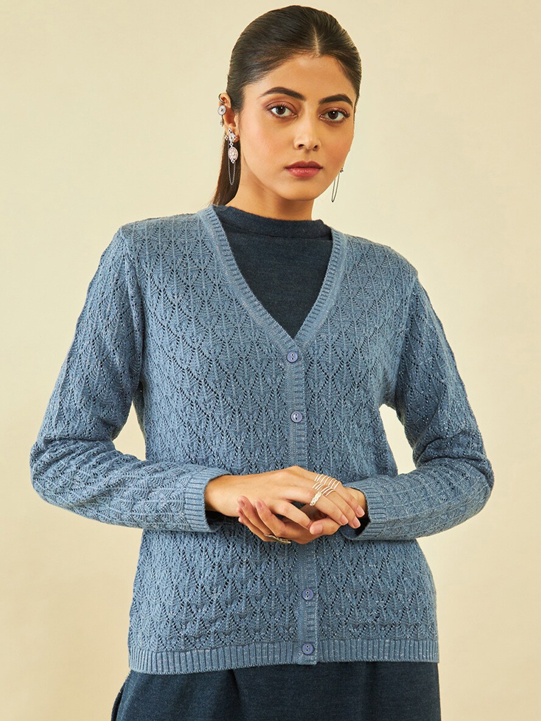 

Soch Cable Knitted Cardigan, Blue