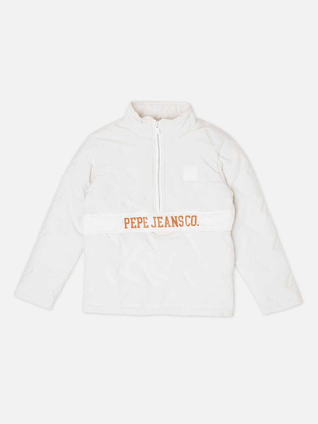 

Pepe Jeans Boys Typography Printed Mock Collar Bomber Jacket, White