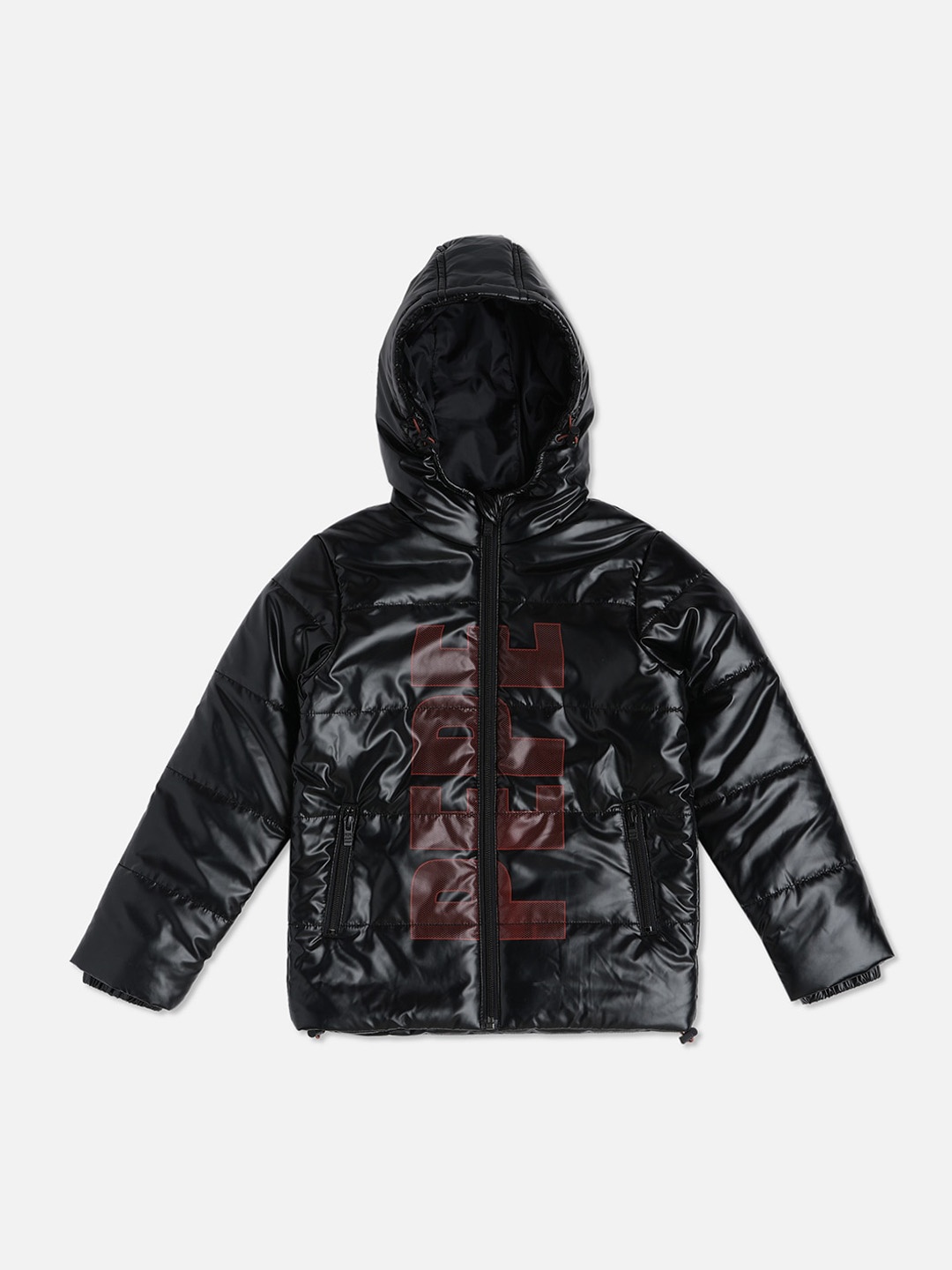 

Pepe Jeans Boys Typography Printed Hooded Puffer Jacket, Black