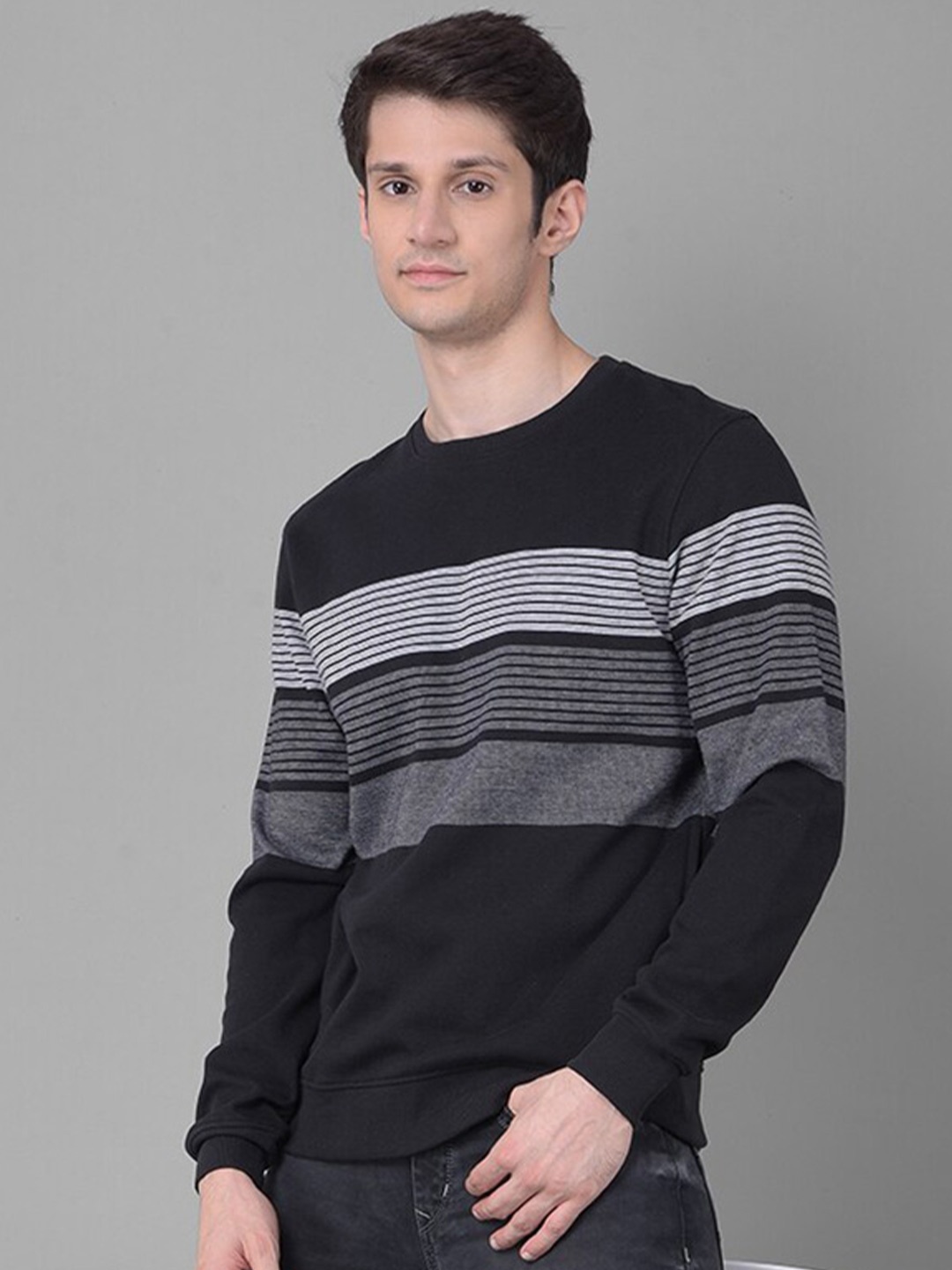 

Crimsoune Club Striped Pullover Sweatshirt, Black