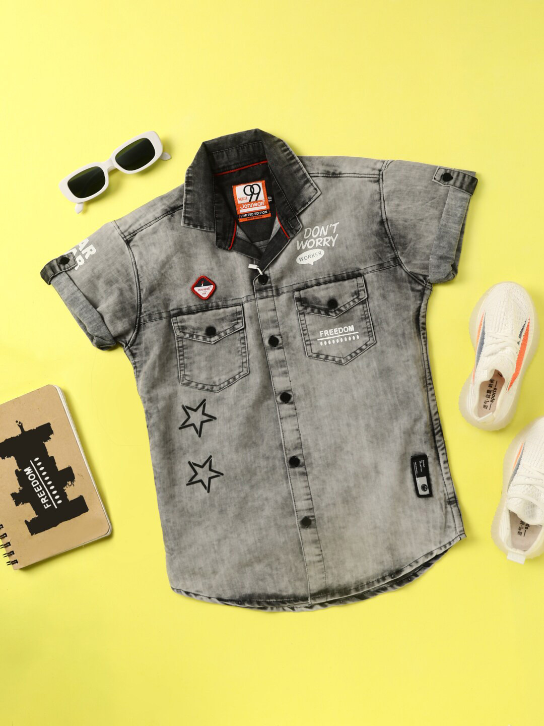 

V-Mart Boys Opaque Casual Shirt, Grey