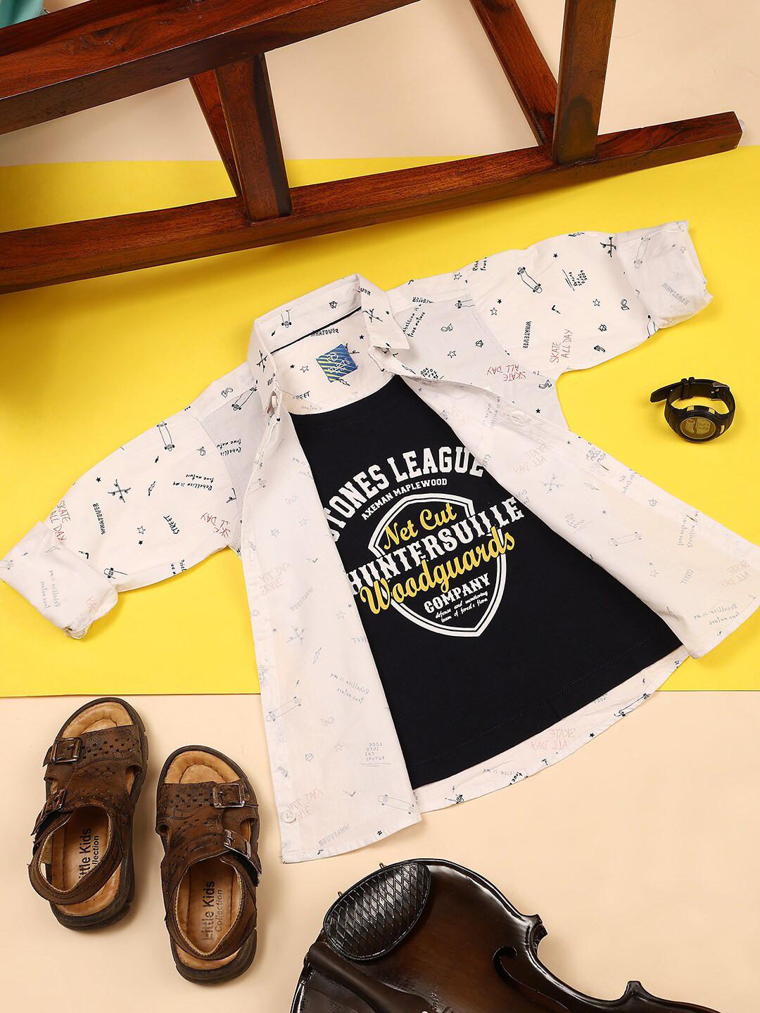 

V-Mart Boys Opaque Printed Casual Shirt, White