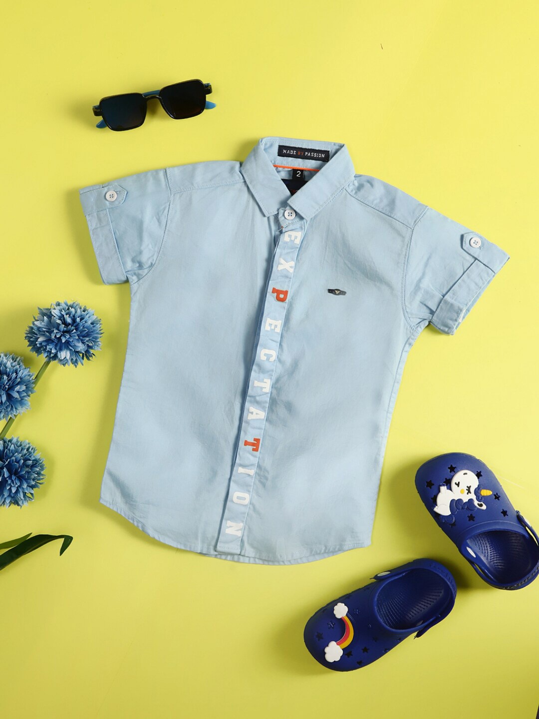

V-Mart Boys Spread Collar Cotton Linen Casual Shirt, Turquoise blue