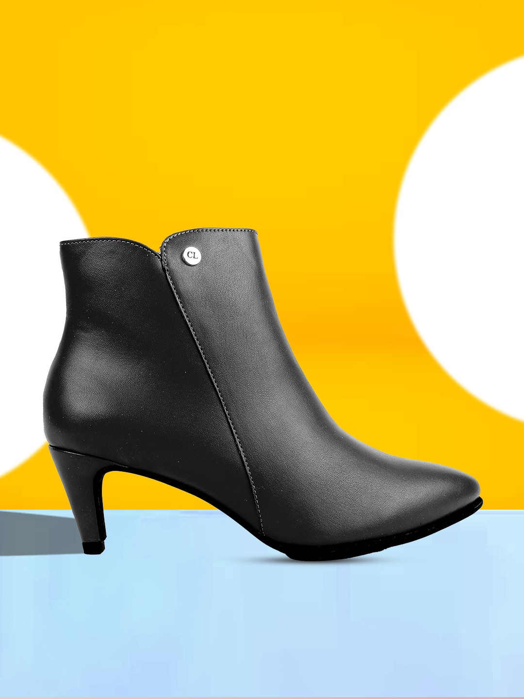 

Carlton London Women Textured Kitten Heeled Mid-Top Regular Boots, Black