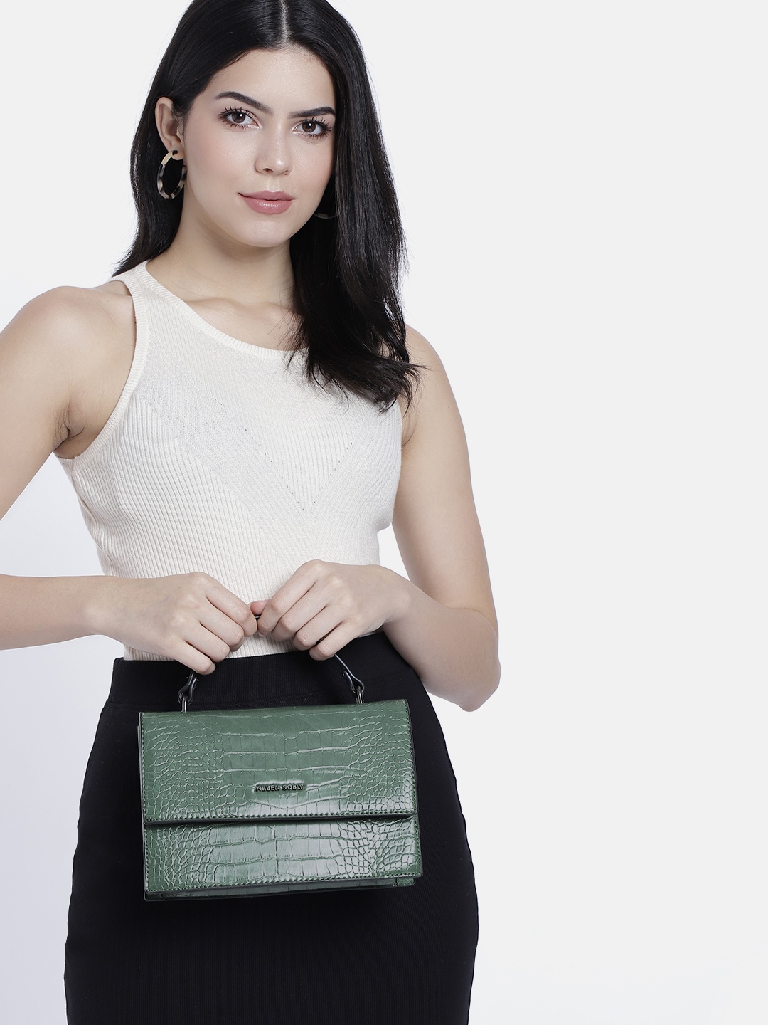 

Allen Solly Green Textured Satchel
