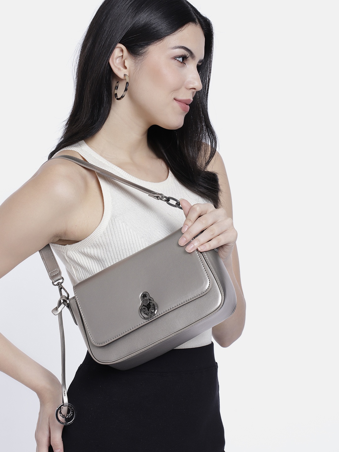 

Allen Solly Solid Satchel, Metallic